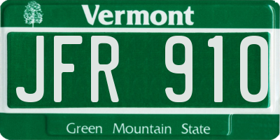 VT license plate JFR910