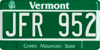 VT license plate JFR952