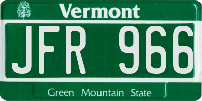 VT license plate JFR966