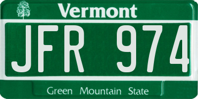 VT license plate JFR974