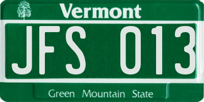 VT license plate JFS013