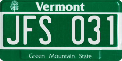 VT license plate JFS031
