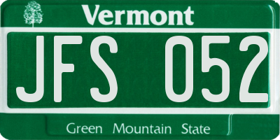 VT license plate JFS052