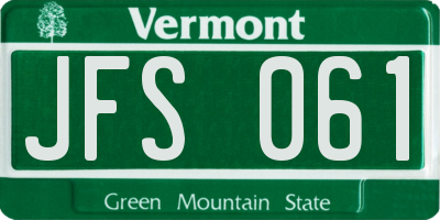 VT license plate JFS061