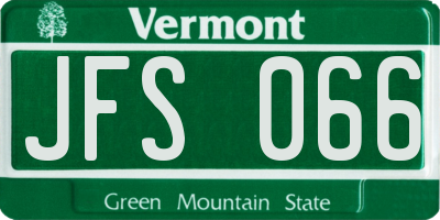VT license plate JFS066