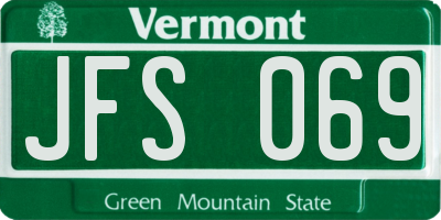 VT license plate JFS069