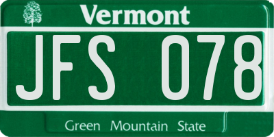 VT license plate JFS078