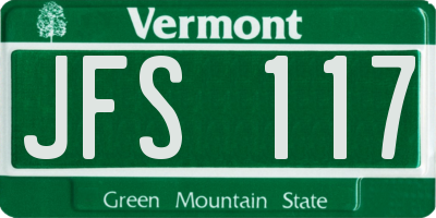 VT license plate JFS117