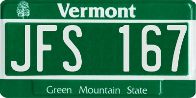 VT license plate JFS167