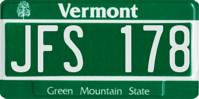VT license plate JFS178