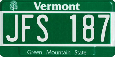 VT license plate JFS187