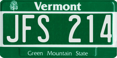 VT license plate JFS214