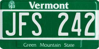 VT license plate JFS242