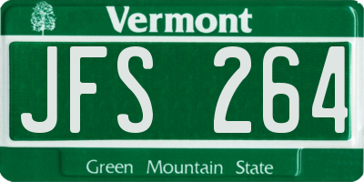 VT license plate JFS264