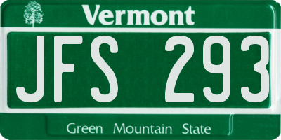 VT license plate JFS293