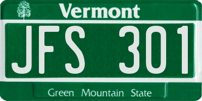 VT license plate JFS301