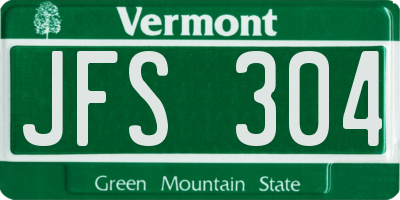 VT license plate JFS304