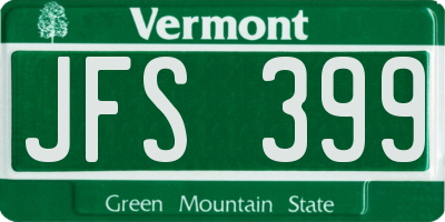 VT license plate JFS399