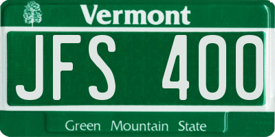 VT license plate JFS400