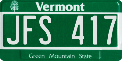 VT license plate JFS417