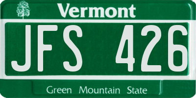 VT license plate JFS426