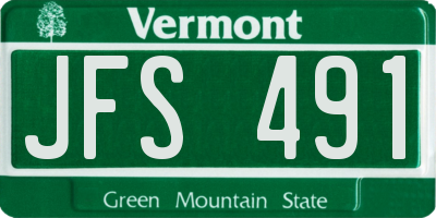 VT license plate JFS491