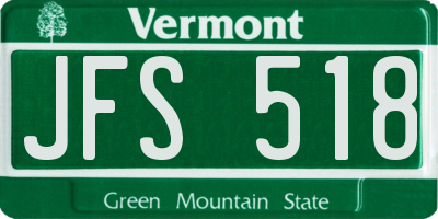 VT license plate JFS518