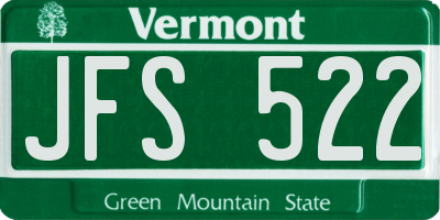 VT license plate JFS522