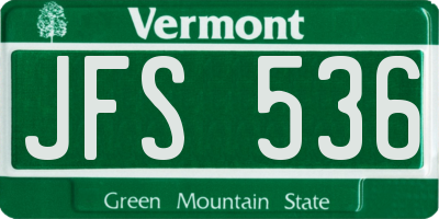 VT license plate JFS536