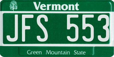 VT license plate JFS553