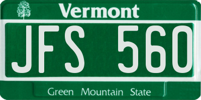 VT license plate JFS560