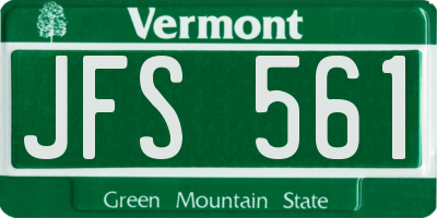 VT license plate JFS561
