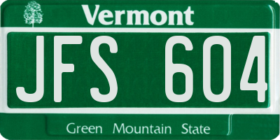VT license plate JFS604