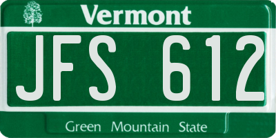 VT license plate JFS612