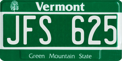 VT license plate JFS625