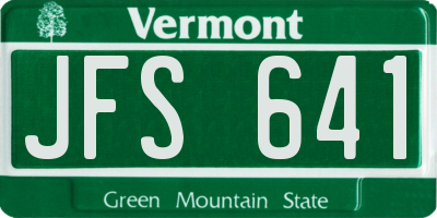 VT license plate JFS641