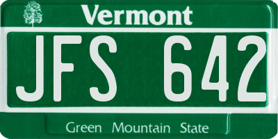 VT license plate JFS642