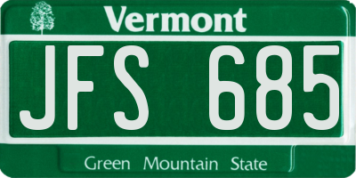 VT license plate JFS685