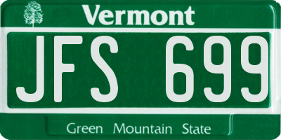 VT license plate JFS699