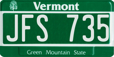VT license plate JFS735