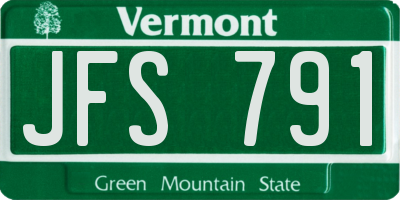 VT license plate JFS791