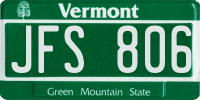 VT license plate JFS806
