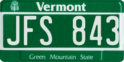 VT license plate JFS843