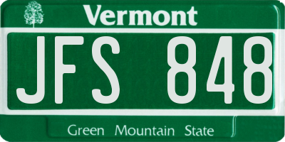 VT license plate JFS848