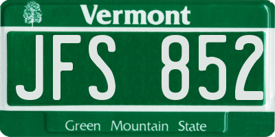 VT license plate JFS852