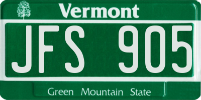 VT license plate JFS905