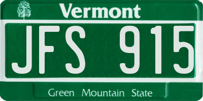 VT license plate JFS915