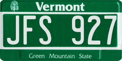 VT license plate JFS927