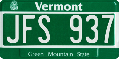 VT license plate JFS937