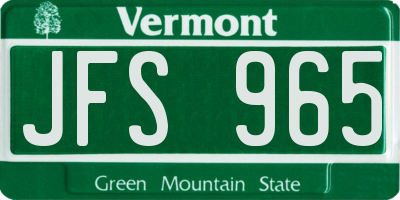 VT license plate JFS965